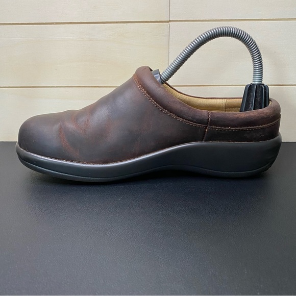 Alegria Kayla Clogs Brown Leather Women's Size 7.5 Shoes EU37 Slip-Ons Mules - Picture 2 of 11